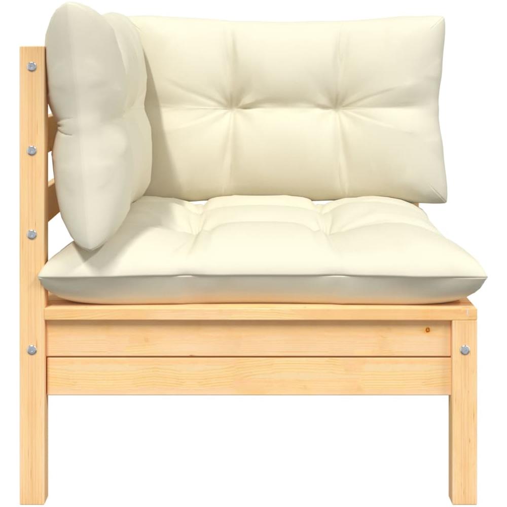 Set Divani da Giardino 3 pz con Cuscini Crema Massello di Pino - Foto 3