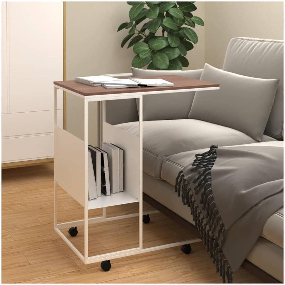 Tavolino Con Ruote Bianco 55x36x63,5 Cm In Legno Multistrato - Foto 1