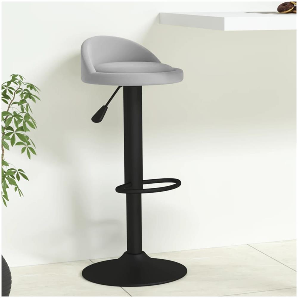 Sgabello Da Bar Grigio Chiaro In Velluto - Foto 1