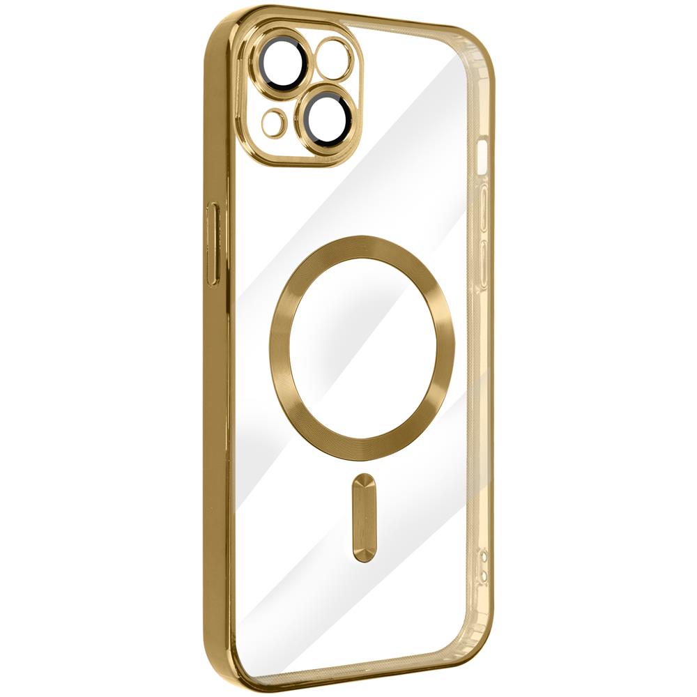 Cover Magsafe Per Iphone 13 Silicone Protezione Fotocamera Bordo Cromato Oro - Foto 2