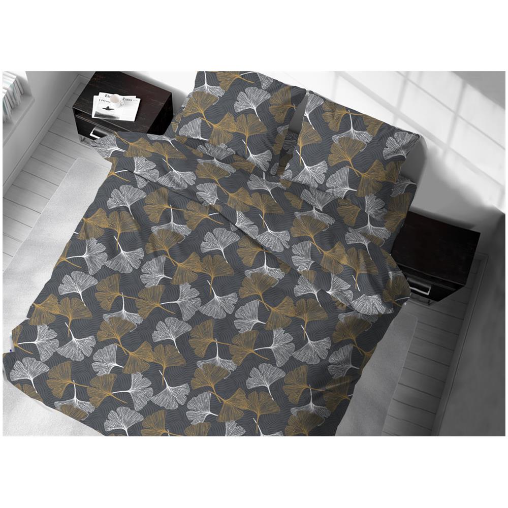 Copritrapunta Sacco Per Trapunta 100% Cotone Disegno Ginko Matrimoniale Giallo - Foto 1