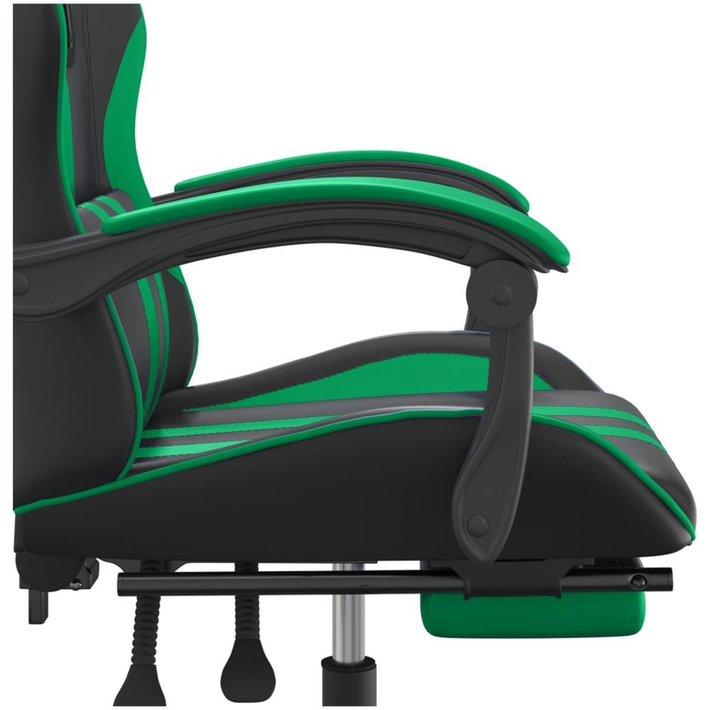 Sedia da Gaming Girevole con Poggiapiedi Nero Verde Similpelle - Foto 8