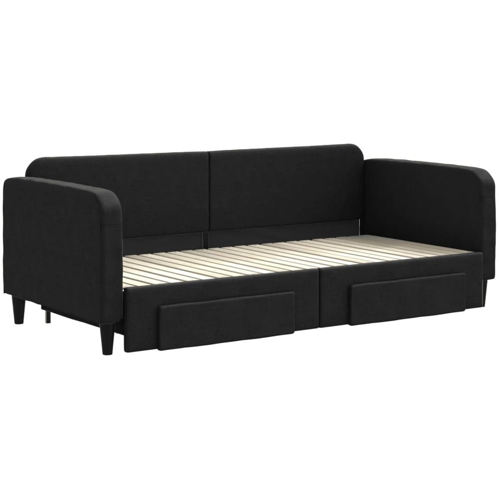Divano Letto Estraibile Con Cassetti Nero 90x200 Cm In Tessuto - Foto 2