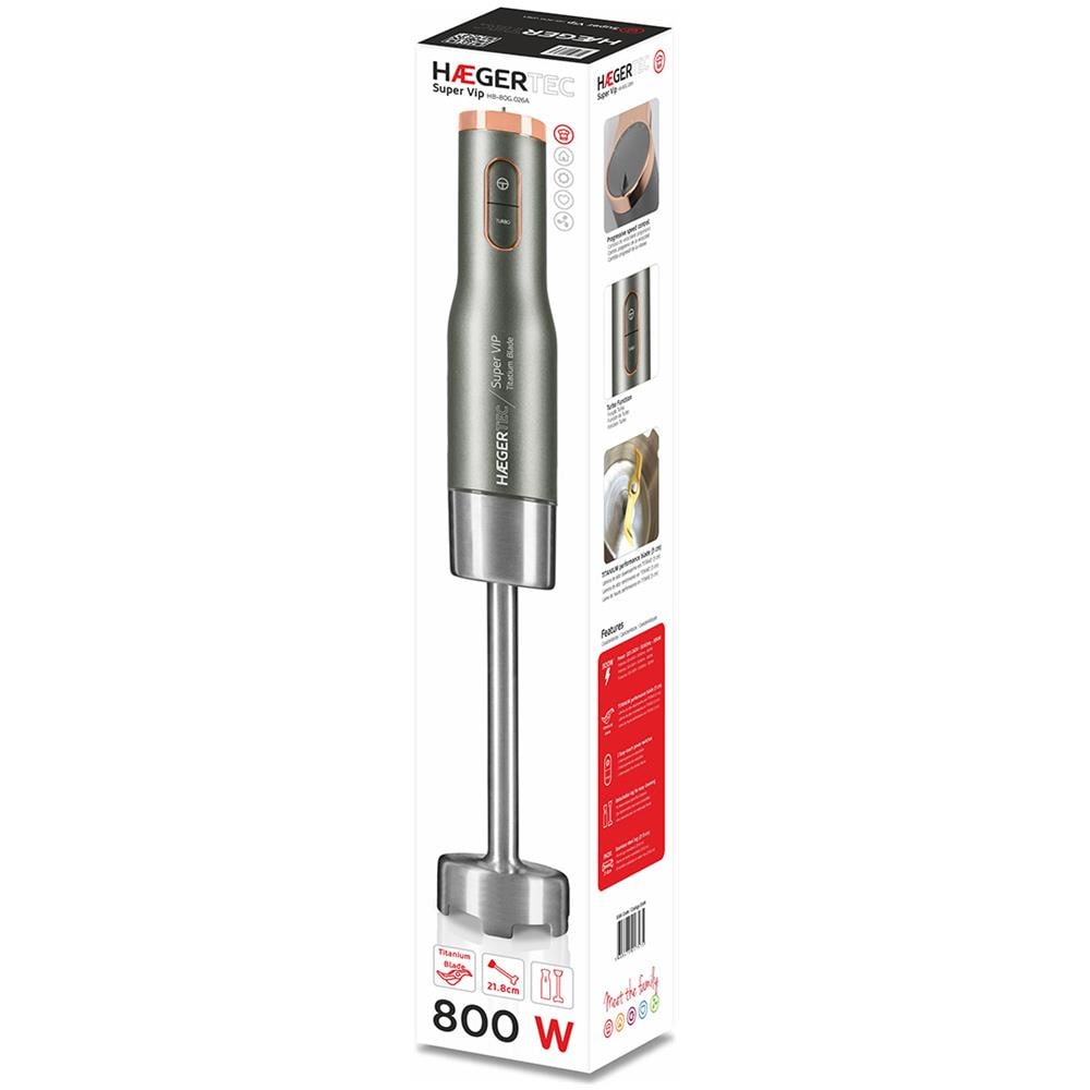 Frullatore ad Immersione HB-80G. 026A Potenza 800 Watt Colore Grigio, Acciaio Inossidabile - Foto 2