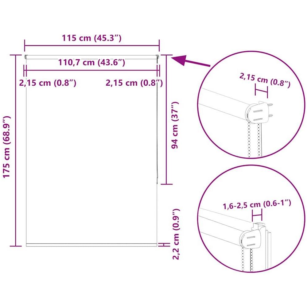 Tenda a Rullo Oscurante 115x175 cm Larghezza Tessuto 110,7 cm - Foto 10