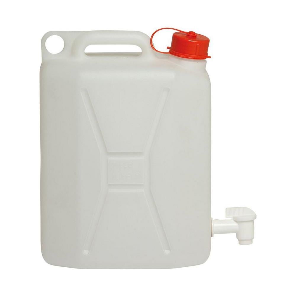 Tanica In Plastica Di Forma Rettangolare Per Contenere Liquidi, Maniglia Per Il Trasporto, Bocca Circolare E Boccaglio, Tappo Con Collegamento Anticaduta, Rubinetto Con Leva Di Azionamento E Tappo Di Sfiato. Lt. 10 - Foto 2