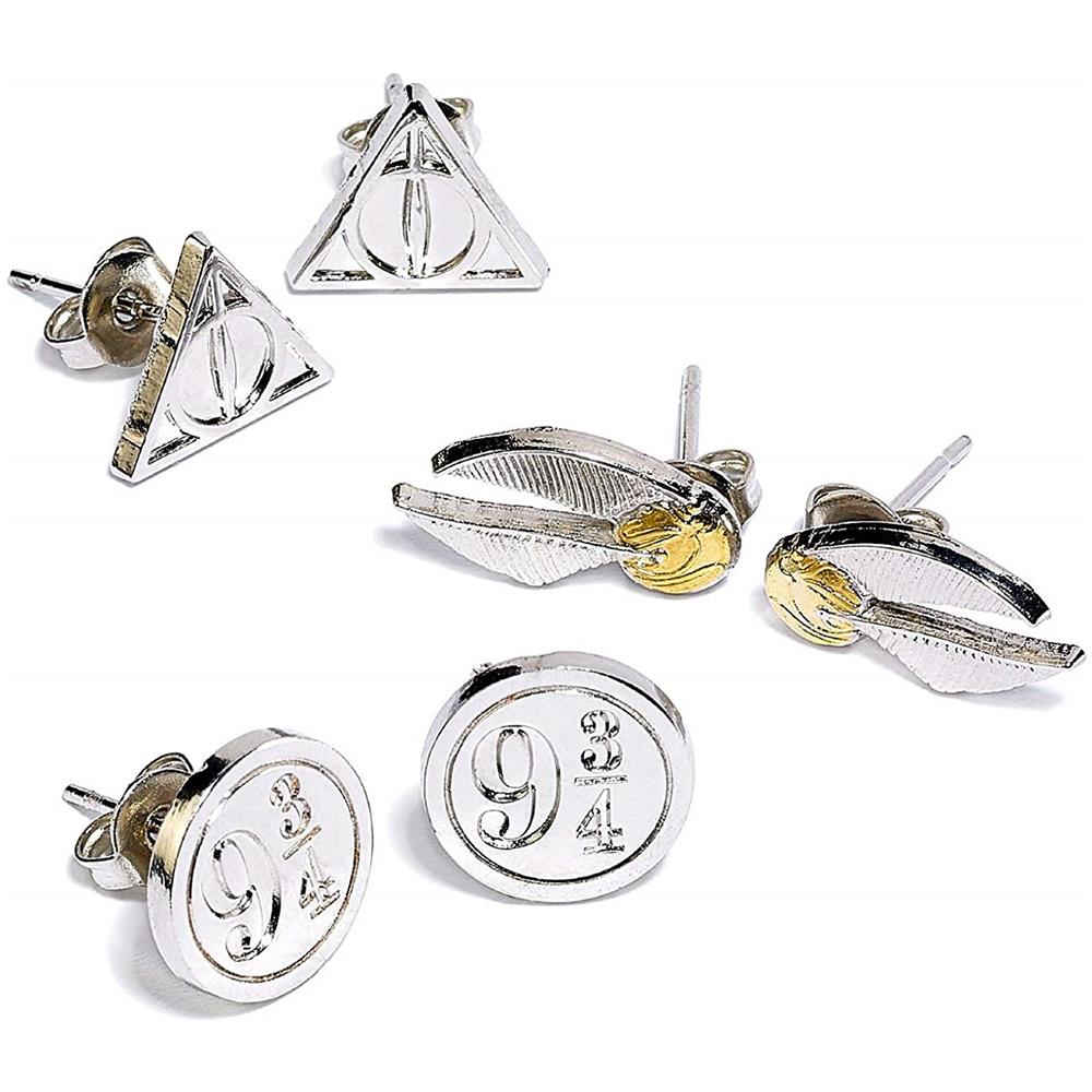 Harry Potter: Stud Earring Set Deathly Hallows / golden Snitch / platform (set 3 Orecchini) - Foto 1