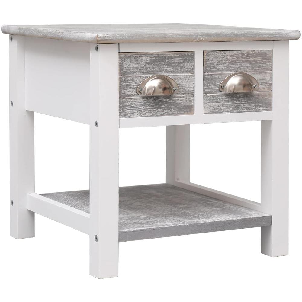 Tavolino Laterale Grigio 40x40x40 Cm In Legno Di Paulownia - Foto 1