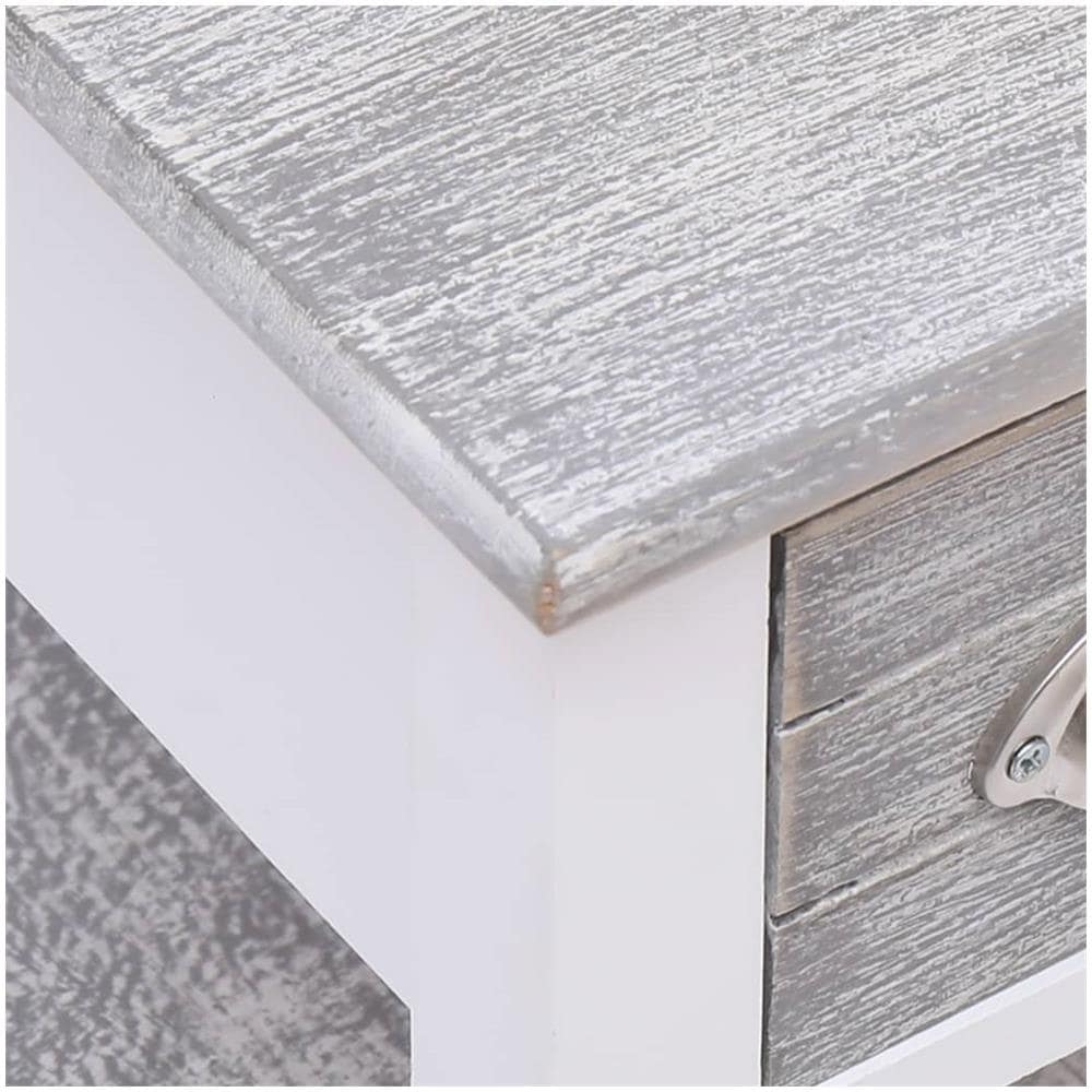 Tavolino Laterale Grigio 40x40x40 Cm In Legno Di Paulownia - Foto 2