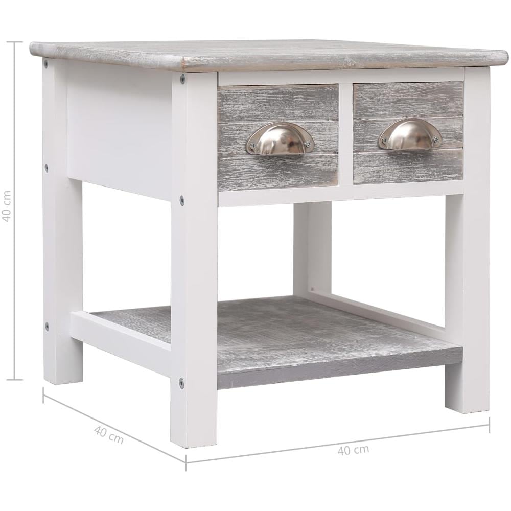 Tavolino Laterale Grigio 40x40x40 Cm In Legno Di Paulownia - Foto 8
