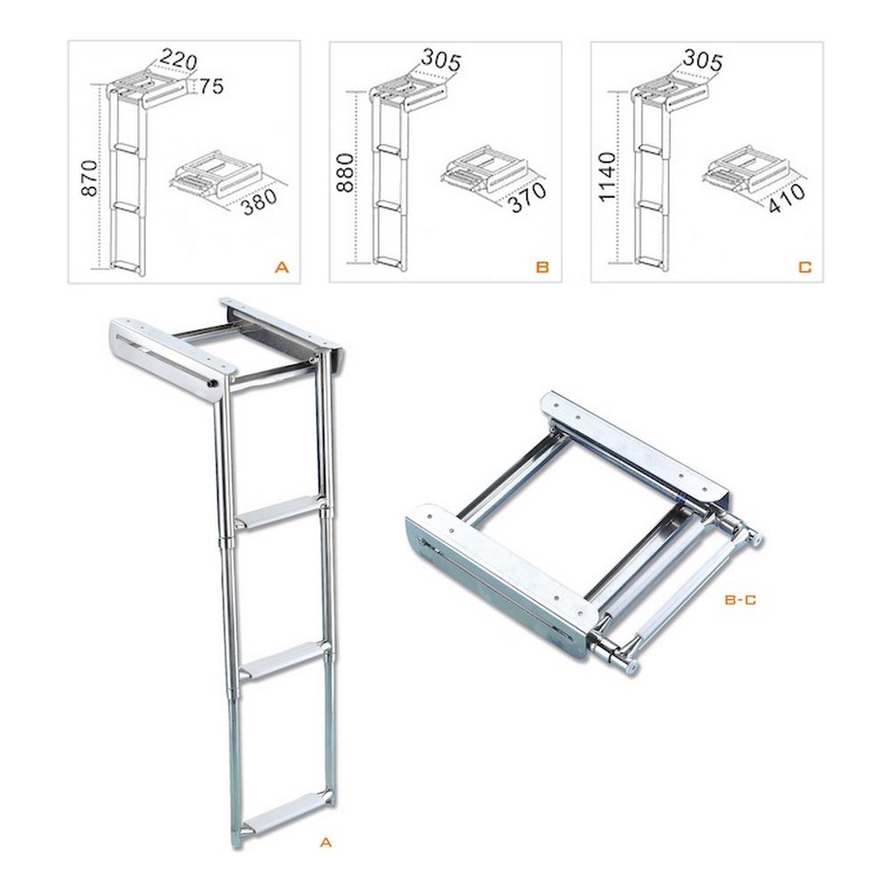 Scaletta Telescopica A Scomparsa B - 3 Gradini 300 Mm 3800 Gr. - Foto 1