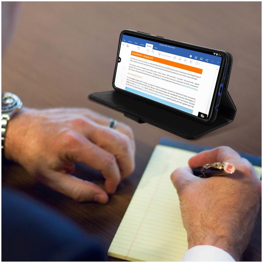 Custodia Samsung Galaxy A41 Portafoglio Supporto Video Cover Soft Touch Nero - Foto 5