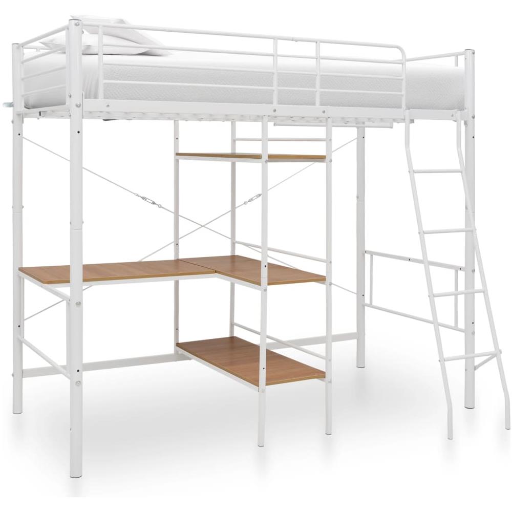 Letto A Castello Con Tavolino Bianco In Metallo 90x200 Cm - Foto 1