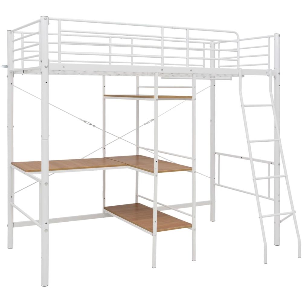 Letto A Castello Con Tavolino Bianco In Metallo 90x200 Cm - Foto 2