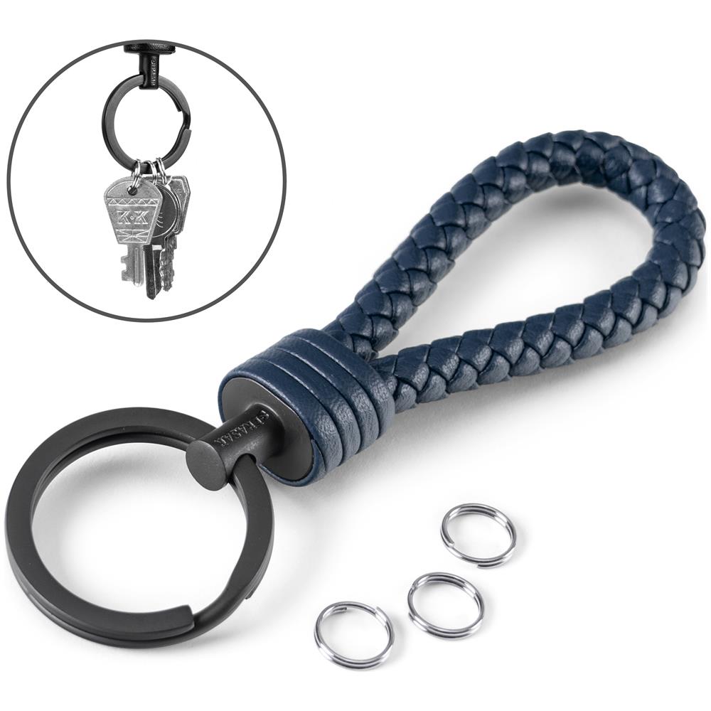 Portachiavi in Pelle per Uomo, ""Strong"", Blu - Foto 6