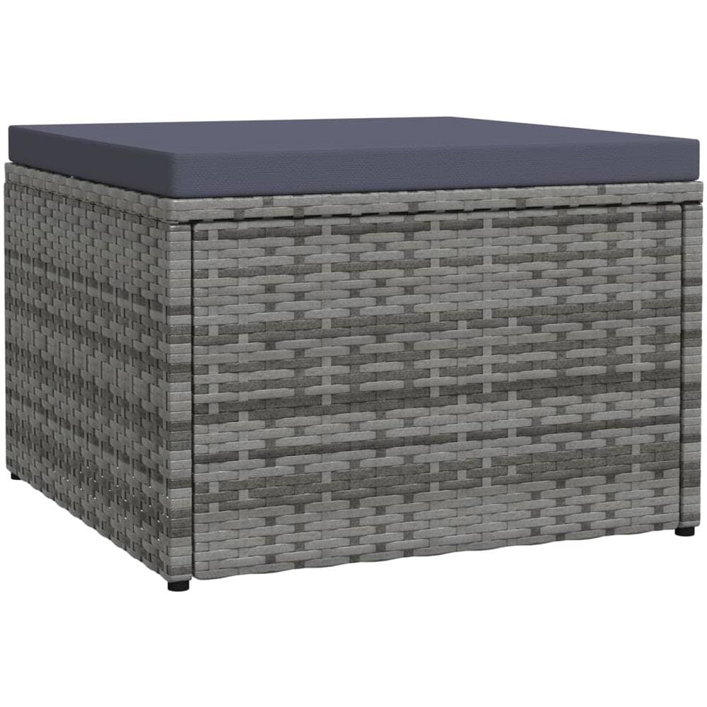 Poggiapiedi Da Giardino Con Cuscino In Polyrattan Grigio - Foto 1