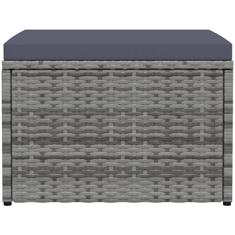 Poggiapiedi Da Giardino Con Cuscino In Polyrattan Grigio - Foto 2