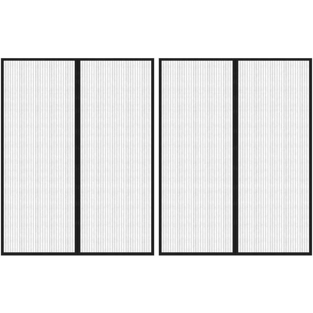 Tende Antimosche per Porta 2 pz con Magneti Nere 230x160 cm - Foto 1