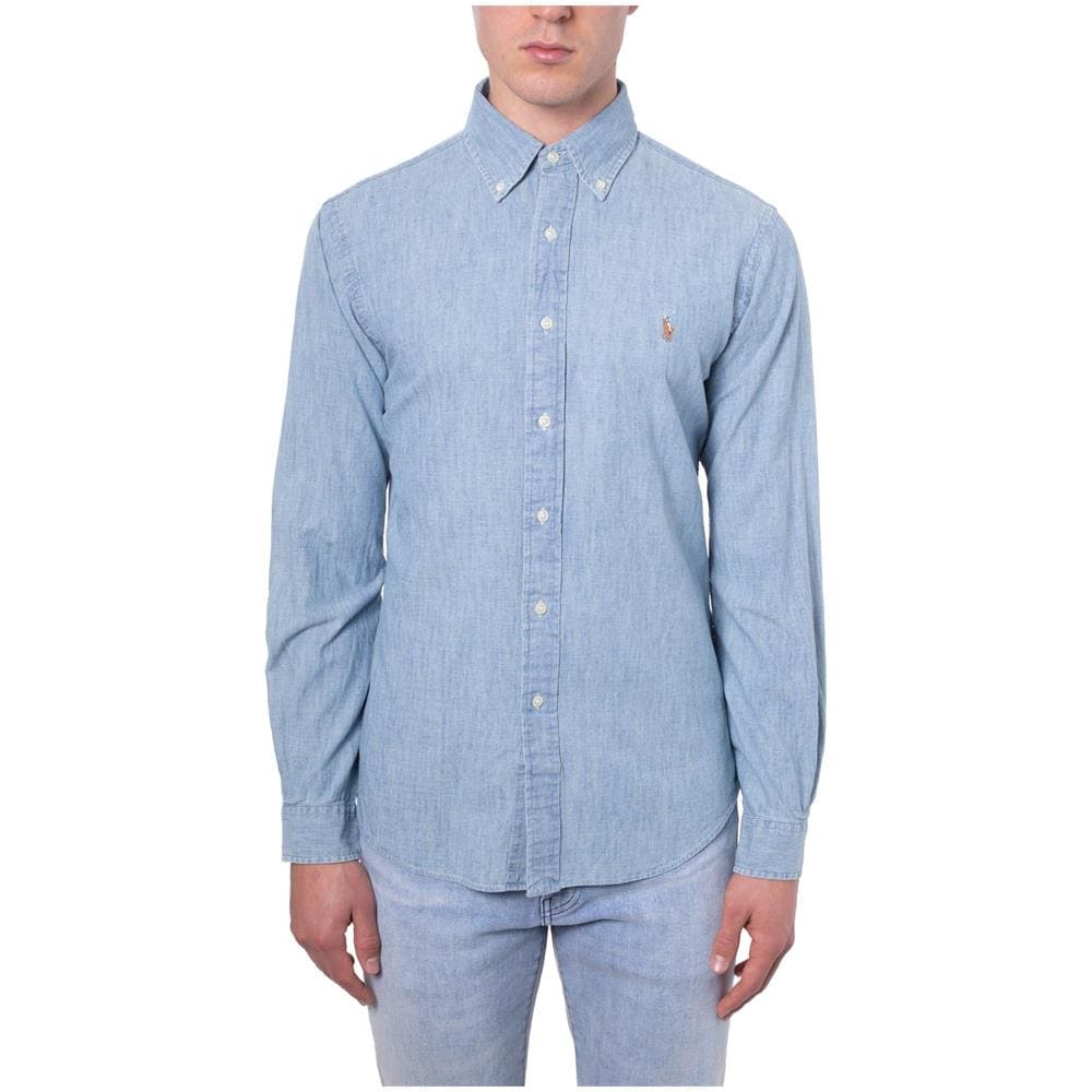 Uomo - Camicia Slim Fit In Chambray Azzurro - Foto 1