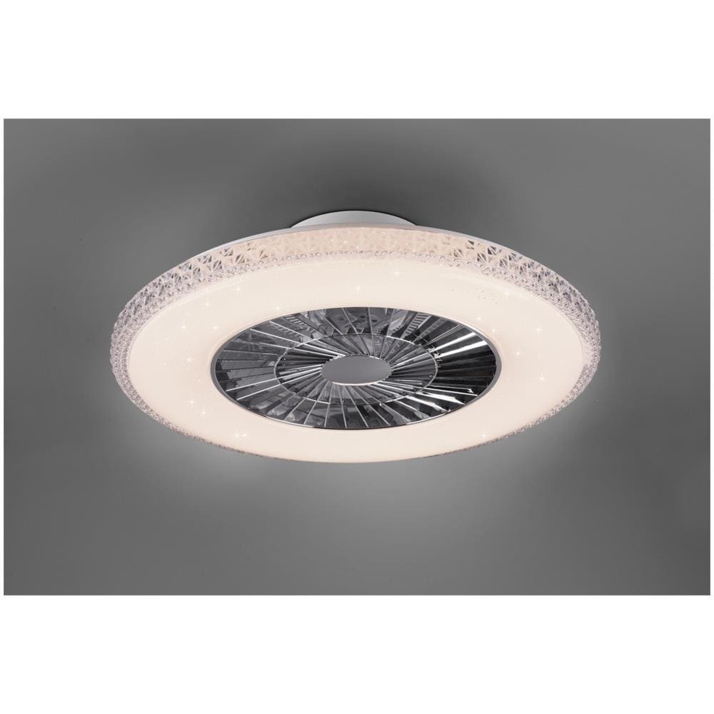 Harstad Ventilatore E Plafoniera Led Diffusore Satinato Ed Effetto Cristallo Con Telecomando Multifu - Foto 1