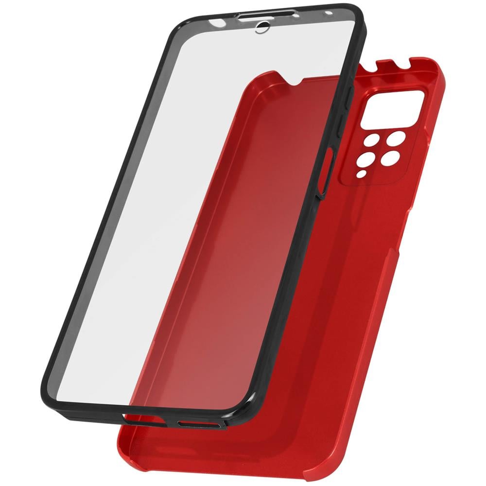 Cover Xiaomi Redmi Note 11 / 11s Retro Rigido E Fronte Flessibile - Rossa - Foto 1