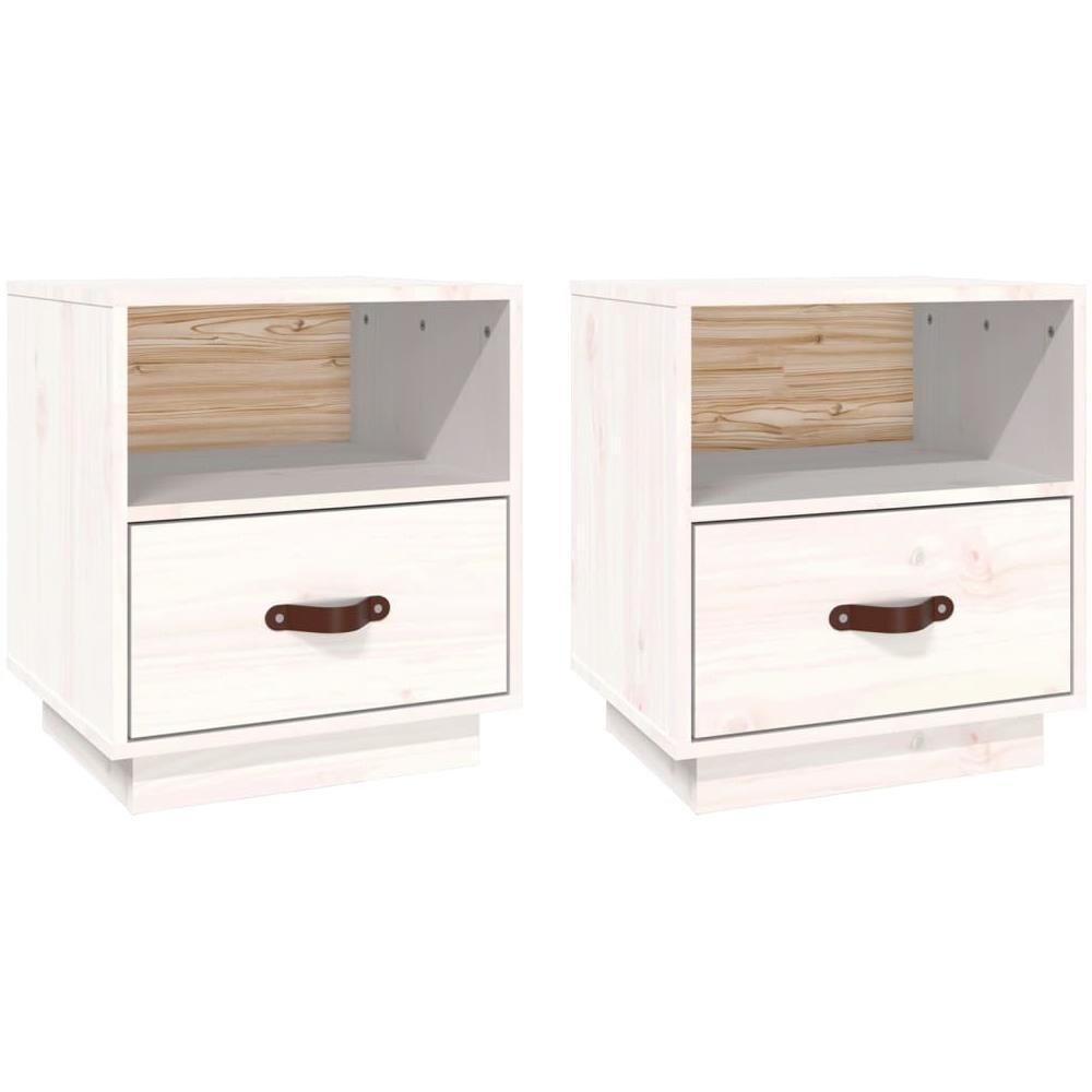 Comodini Bianchi 2 Pz 40x34x45 Cm In Legno Massello Di Pino - Foto 1
