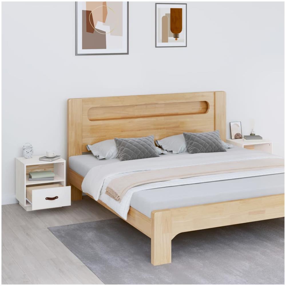 Comodini Bianchi 2 Pz 40x34x45 Cm In Legno Massello Di Pino - Foto 2