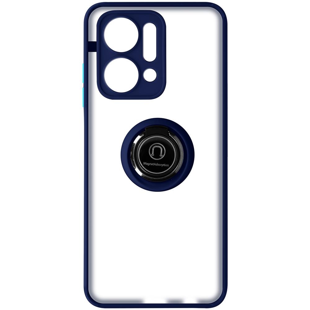Cover Per Honor X7a Bimateria Anello Metallico Supporto Bordo Blu - Foto 1