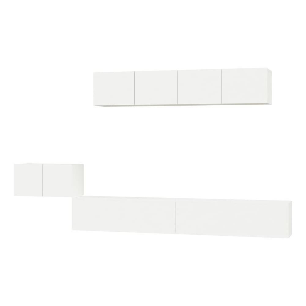 Set Di Mobili Porta Tv 5 Pz Bianco In Legno Multistrato - Foto 2