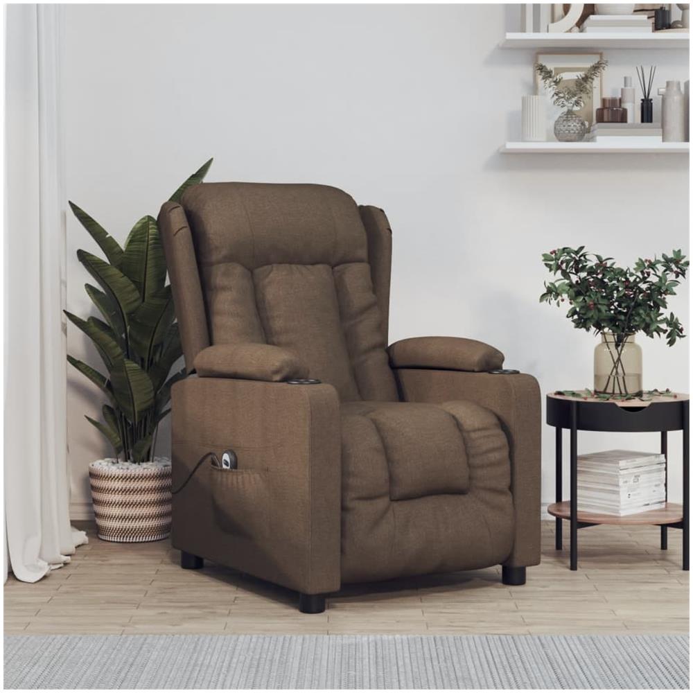 Poltrona Elettrica Reclinabile Marrone In Tessuto - Foto 1