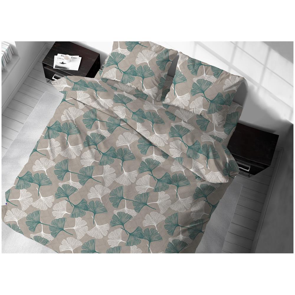 Copritrapunta Sacco Per Trapunta 100% Cotone Disegno Ginko Matrimoniale Verde - Foto 1