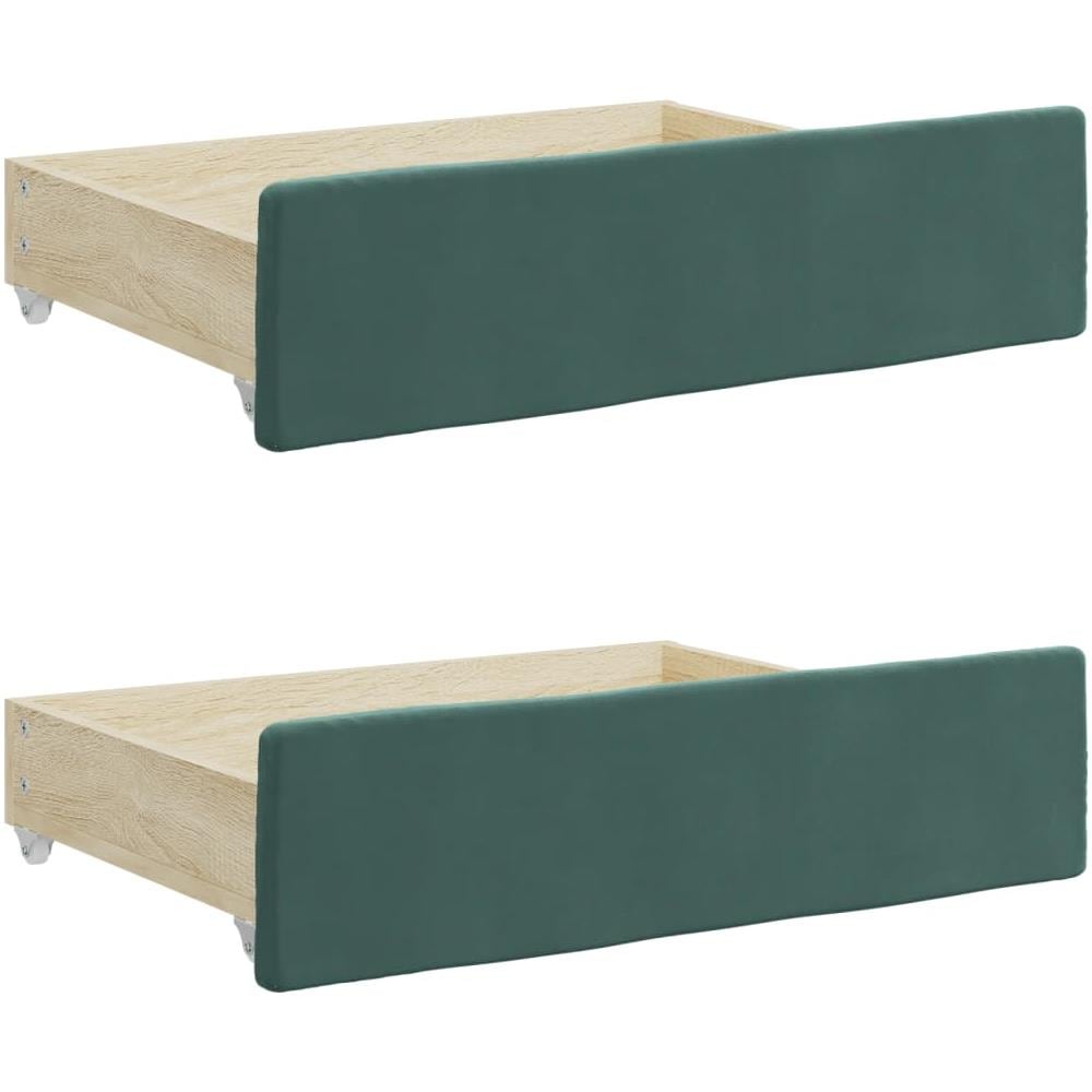 Divano Letto Estraibile Cassetti Verde Scuro 100x200cm Velluto - Foto 8