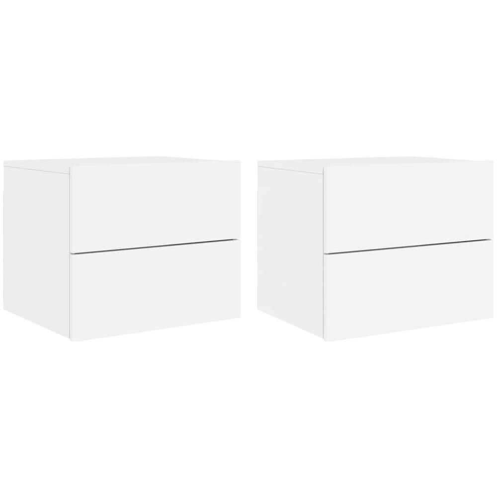 Comodini A Parete Con Luci Led 2 Pz Bianchi - Foto 2