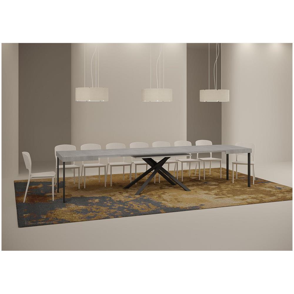 Tavolo allungabile 90x120/380 cm Karida cemento gambe antracite - Foto 4