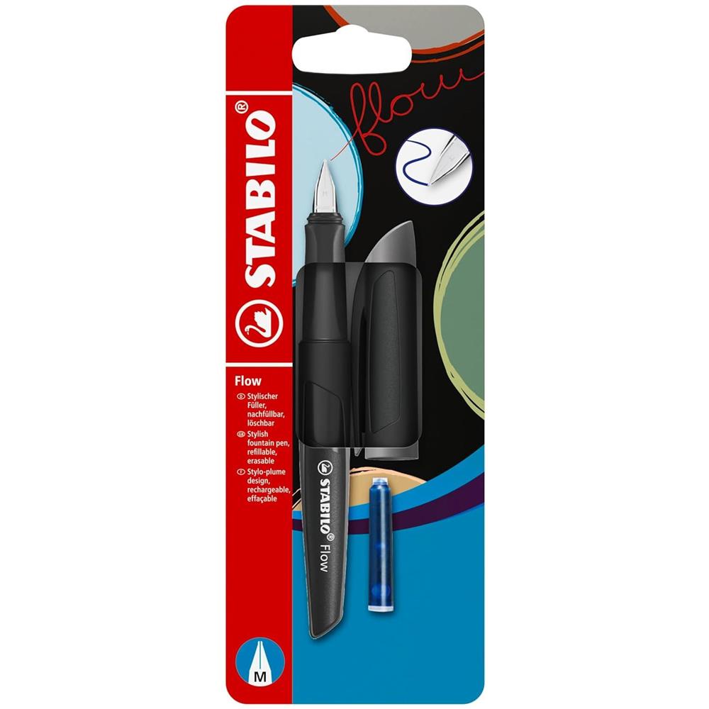 Flow ACTIVE - Penna Stilografica - in Nero - Pack da 1 - Cartuccia inclusa - Foto 1