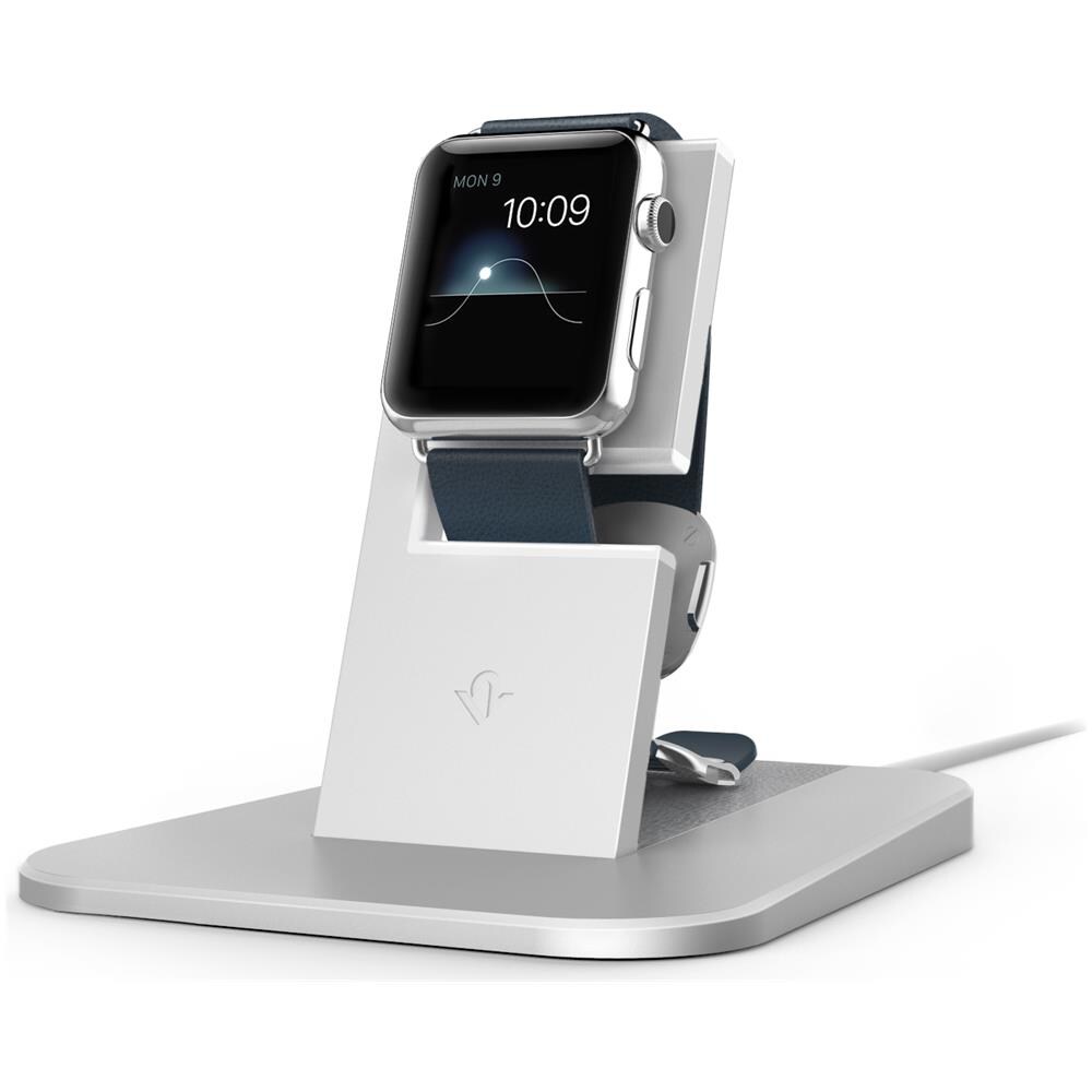 12-1504 Hirise Stand metallico Ricarica Wireless per Apple Watch - Argento - Foto 2