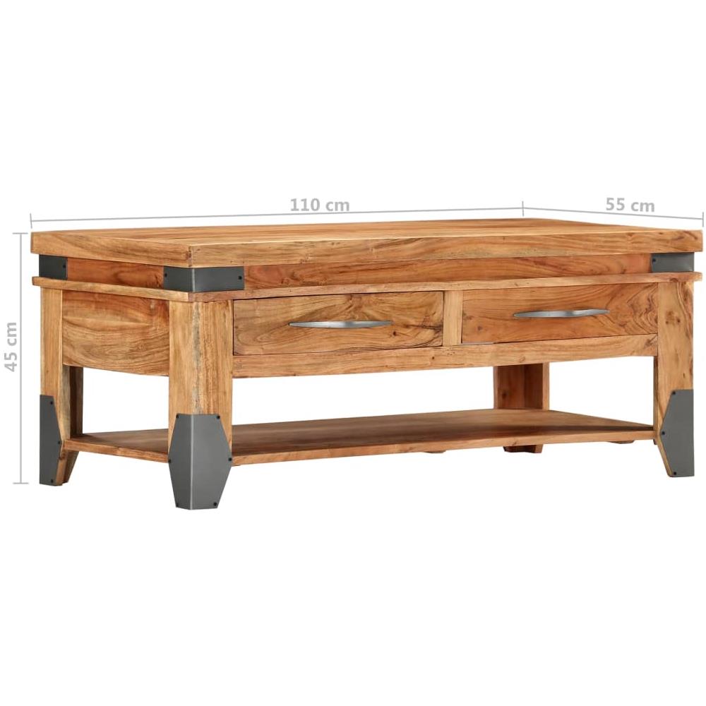 Tavolino Da Caffè 110x55x45 Cm In Legno Massello Di Acacia - Foto 8