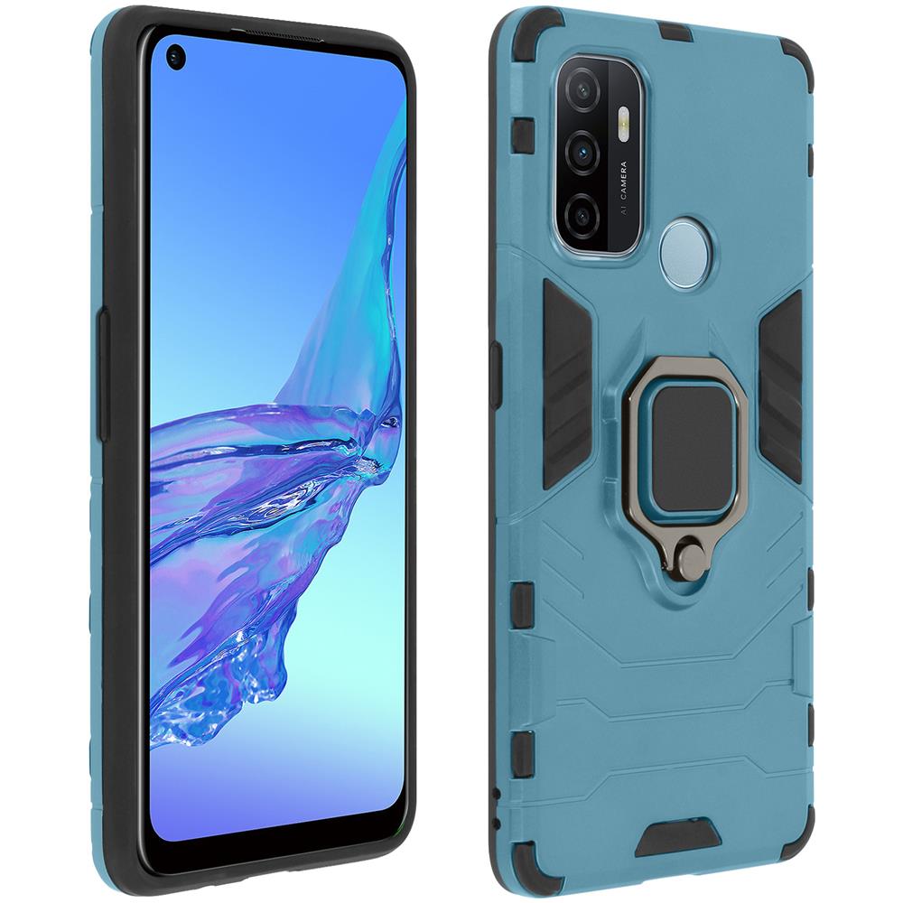 Cover Oppo A53 / A53s Bi-materiale Anello Supporto Video Blu - Foto 1