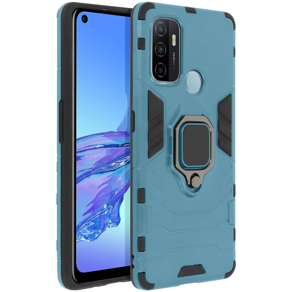 Cover Oppo A53 / A53s Bi-materiale Anello Supporto Video Blu - Foto 5