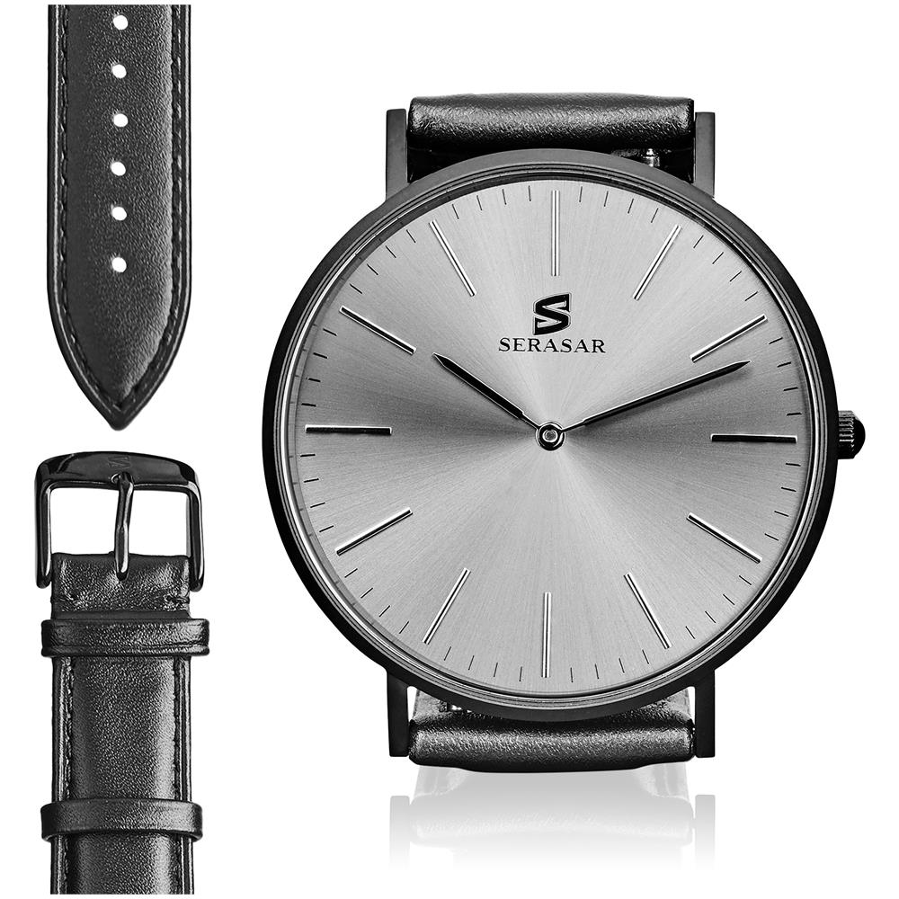 Orologio da Polso Premium da Uomo Black One - Pelle Nera, Quadrante Antracite - con Cinturino in Vera Pelle - con Confezione Regalo - Foto 1