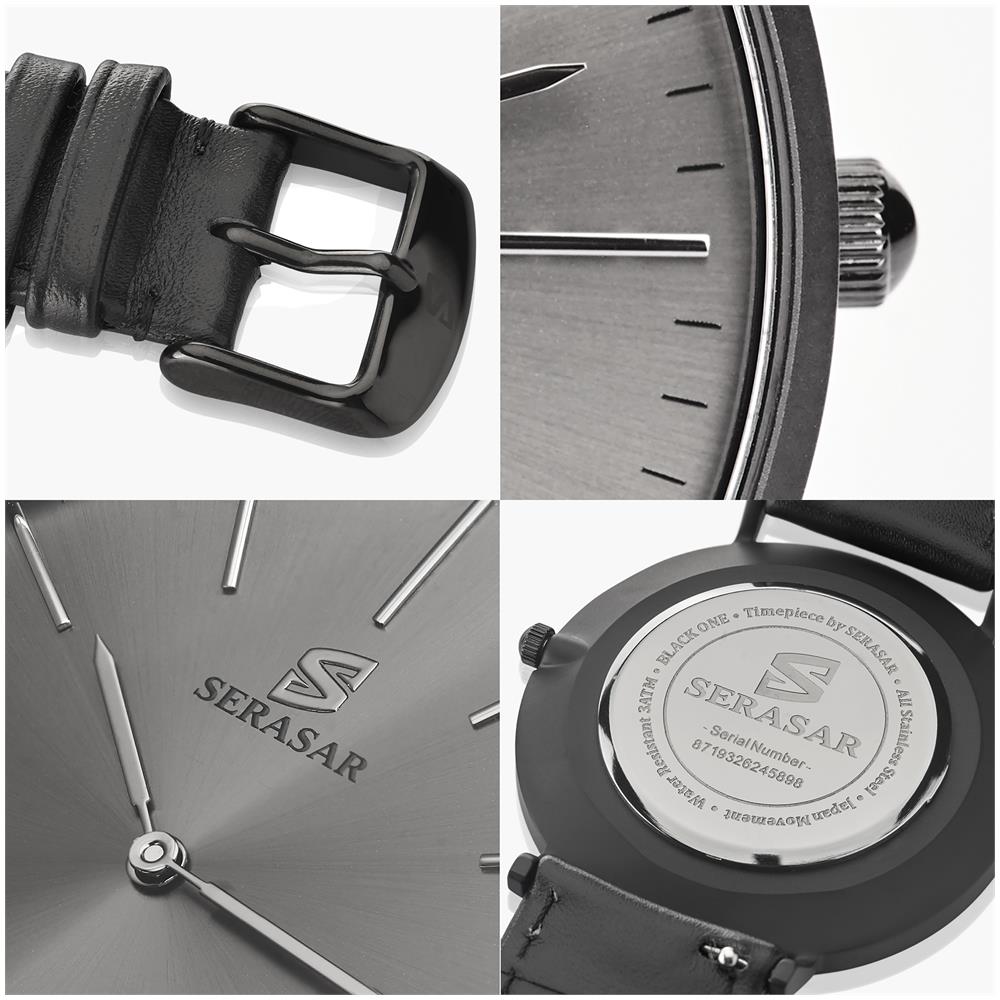 Orologio da Polso Premium da Uomo Black One - Pelle Nera, Quadrante Antracite - con Cinturino in Vera Pelle - con Confezione Regalo - Foto 2