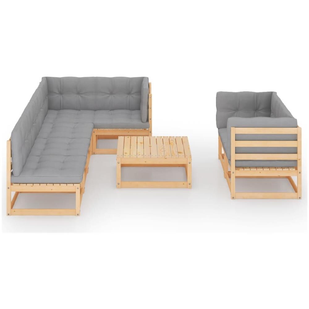 Set Salotto Giardino 8 pz Cuscini Antracite Legno Massello Pino - Foto 2