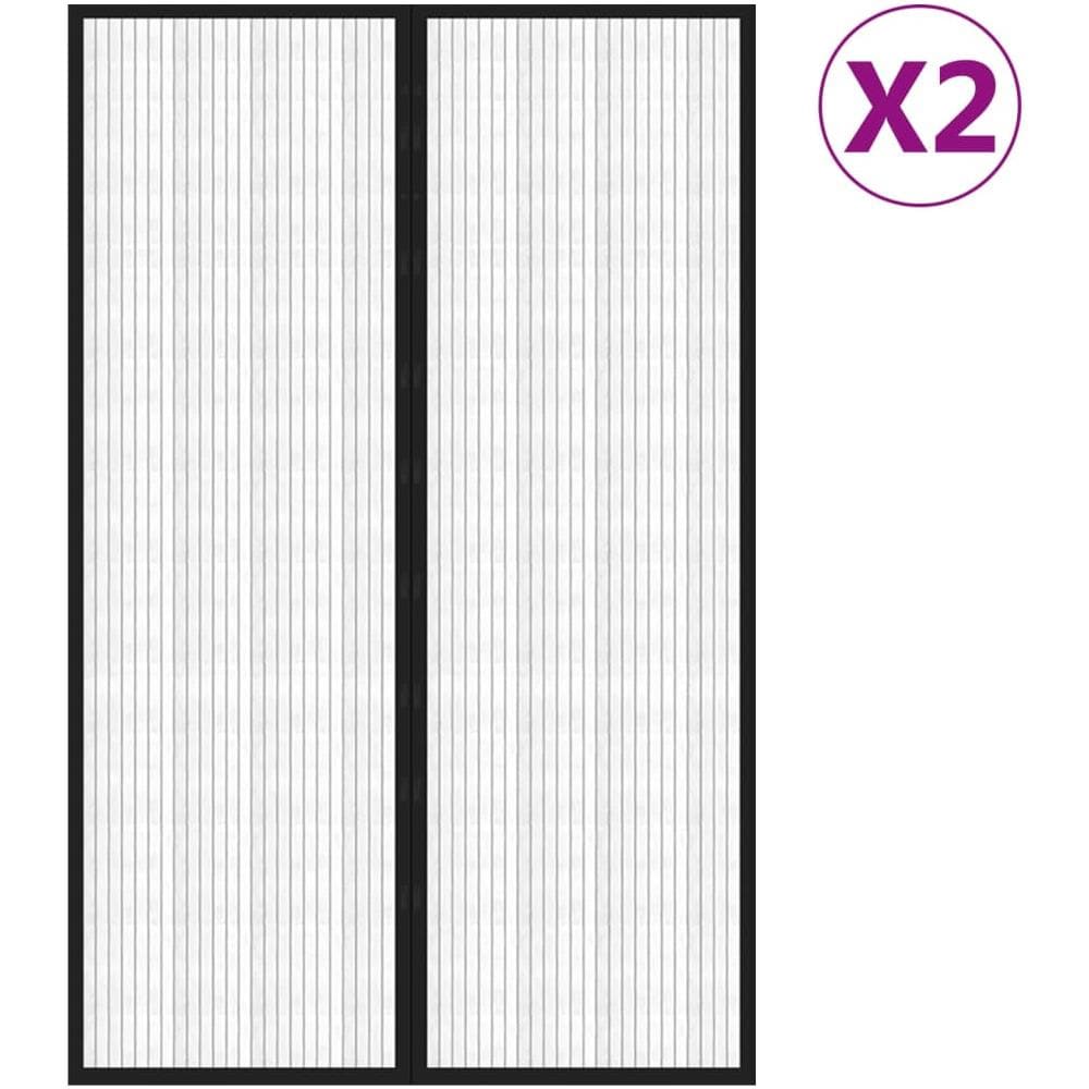 Tende Antimosche per Porta 2 pz con Magneti Nere 220x130 cm - Foto 2