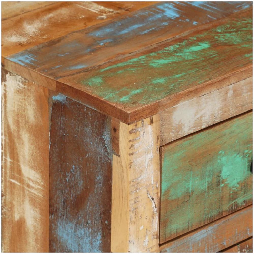 Comodino Con Ruote 40x30x57 Cm In Legno Massello Di Recupero - Foto 2