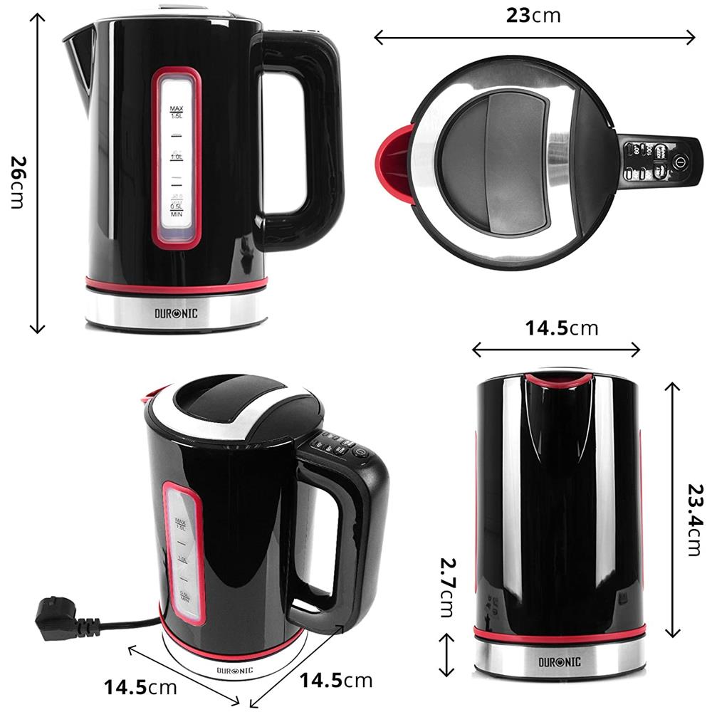 Ek30 Bk Bollitore Acqua Elettrico 300 W - Capacità 1,5 L Temperatura Regolabile - 40° / 60° / 80° / 100° C - Filtro Anticalcare Doppio Strato Isolante - Ideale Per Acqua, Tè, Tisane, Caffè, Infusi - Foto 2