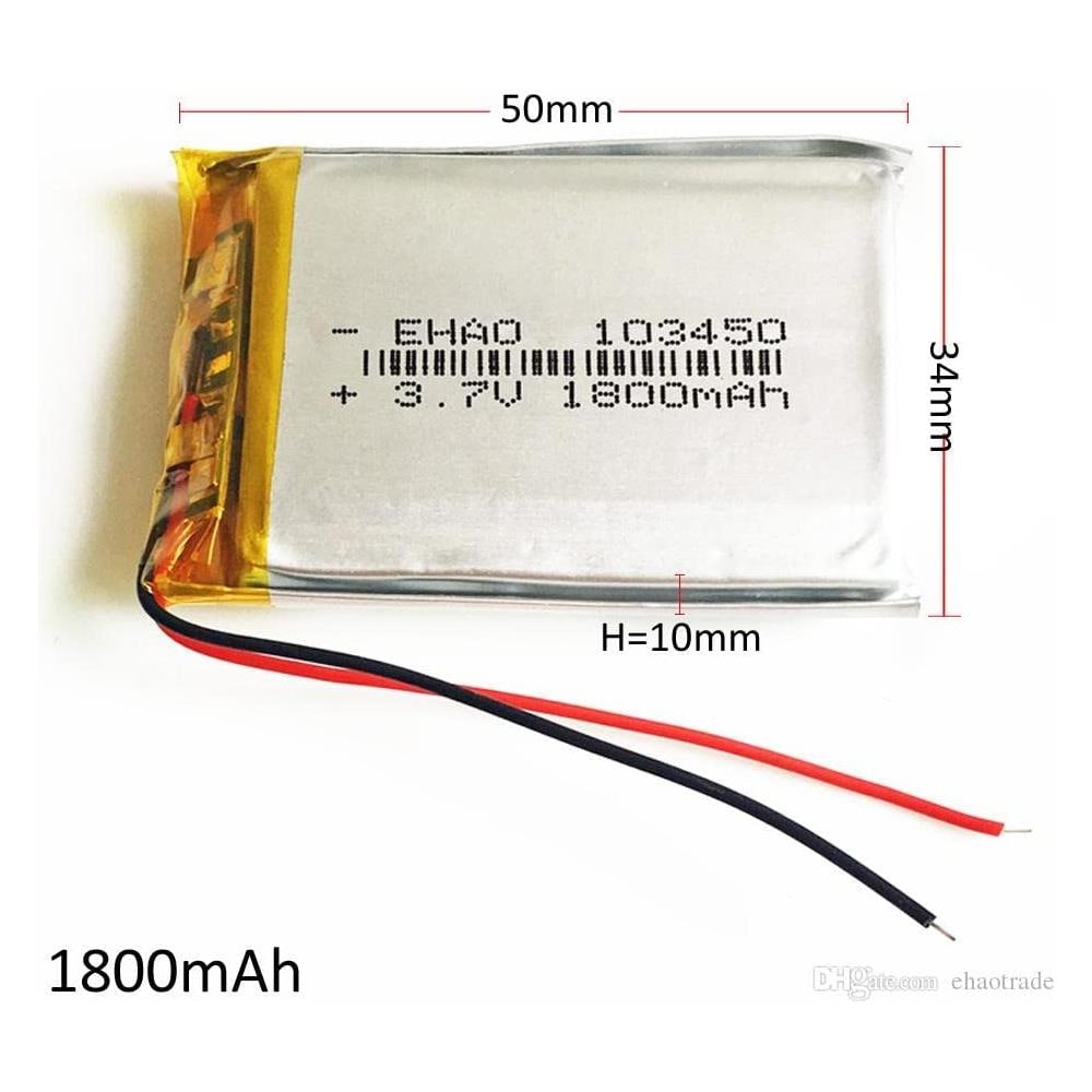 1 Pezzo Batteria Lipo Ricaricabile 103450 (3.7v, 1800mah Lipo) Per Cuffie Bluetooth, Smart Watch, Pos, Strumenti Medicali E Altri Dispositivi Portatili - Foto 2