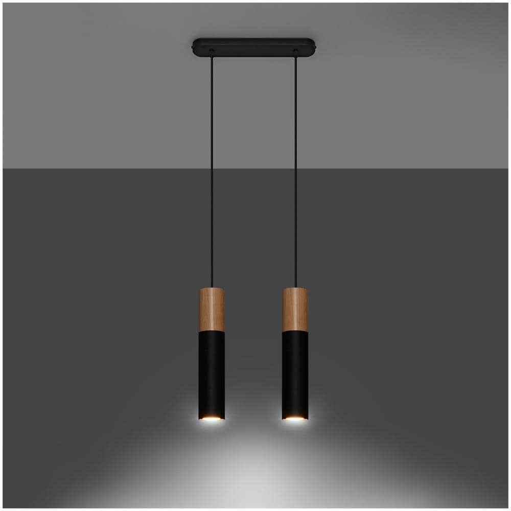 Lampada A Sospensione In Legno Pablo 2 Nero 900x60x300 Mm Metallo - Foto 11