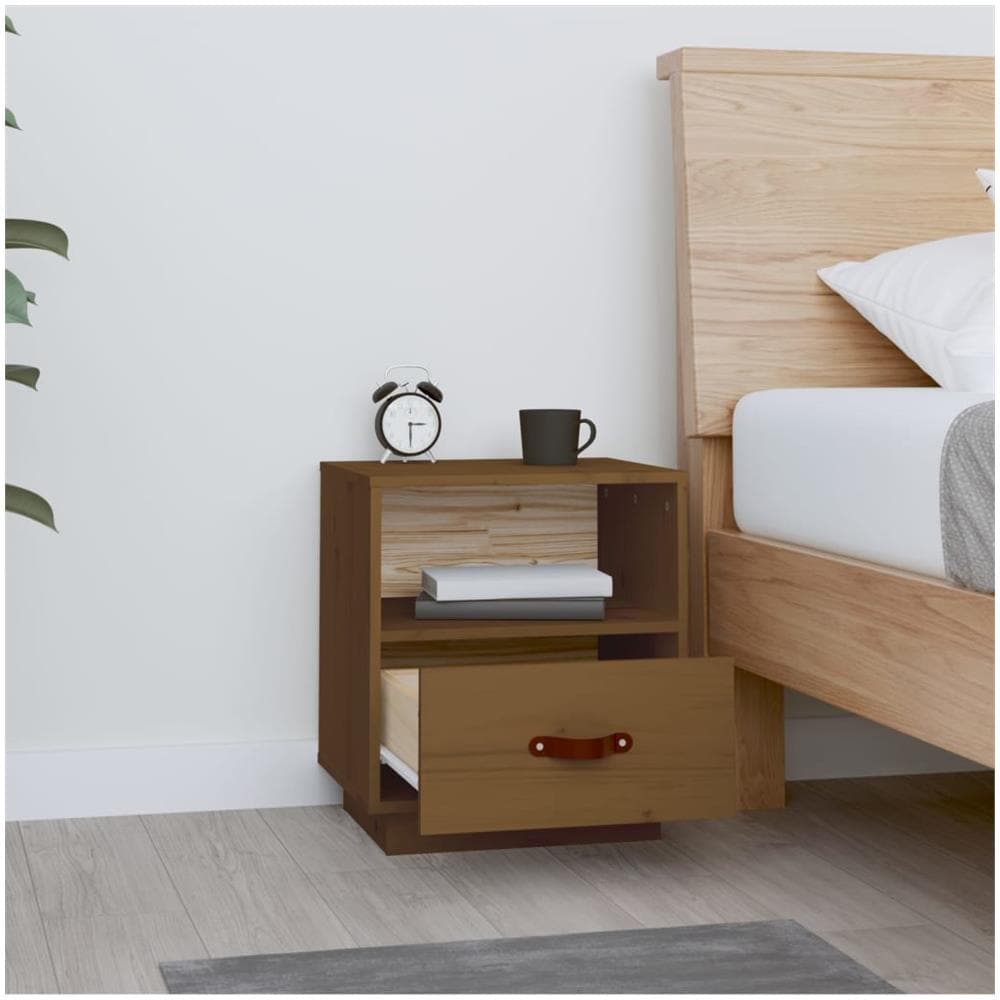 Comodino Miele 40x34x45 Cm In Legno Massello Di Pino - Foto 2