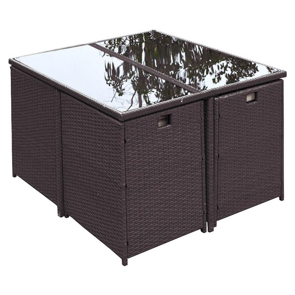 Salotto Da Giardino A Incasso Resina Intrecciata 8 Posti Castagna/bianco Florida - Foto 2