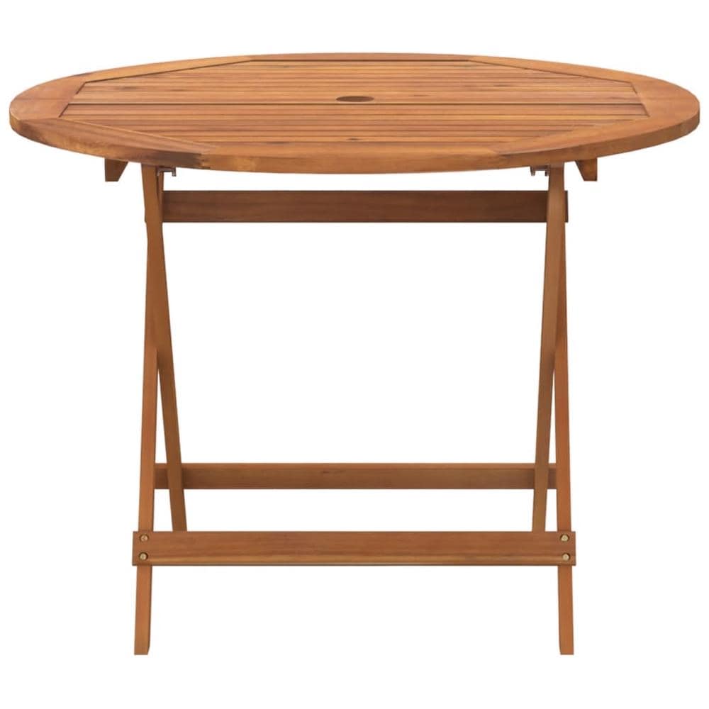 Tavolo Da Giardino Pieghevole 90x75 Cm Legno Massello Acacia - Foto 3